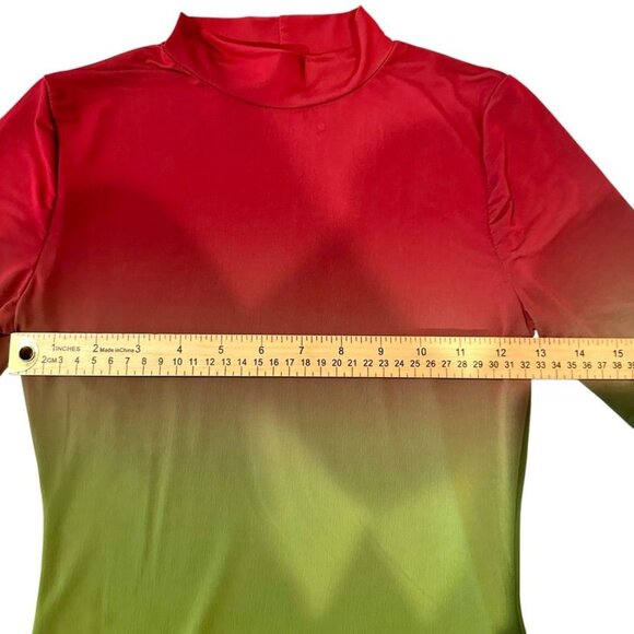 K Too Womens Long Sleeve Gradient Maxi Dress Red/Green/Blue Size M - Picture 6 of 9